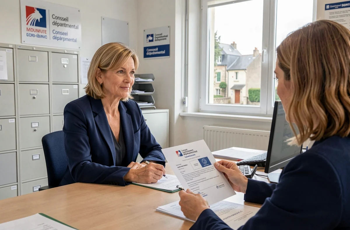 Assistante maternelle de l'Indre accompagnée par le conseil départemental lors d'un entretien administratif autour de son dossier d'agrément