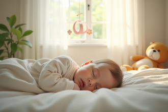 Bébé endormi dans une nurserie lumineuse et chaleureuse
