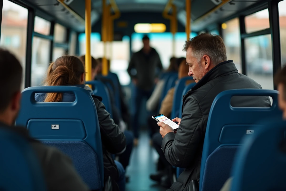 Passagers dans un bus TAN lors d'un trajet vers Orvault Le Cardo