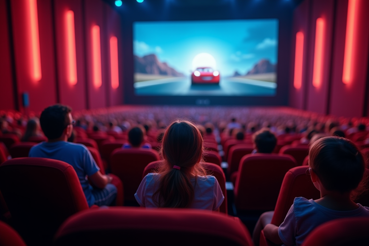 Public dans une salle de cinéma regardant Cars 4