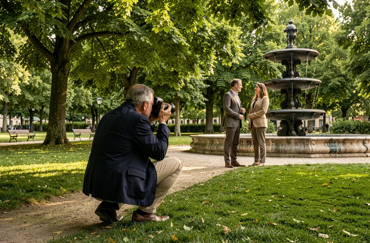 Photographe bordelais en pleine séance photo de couple au Jardin Public de Bordeaux